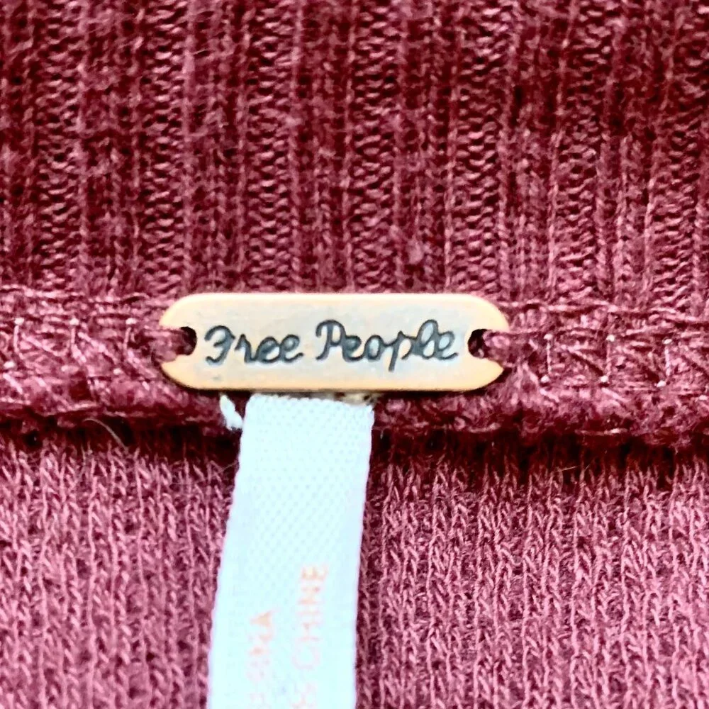 EUC Free People In The Mix Crochet Sleeve Top, Small, Rio Vino (Burgundy)